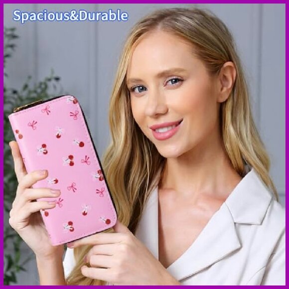 Large Capacity Double Zipper PU Leather Wallet for Women - Picture 3 of 8